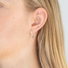 Load image into Gallery viewer, Sterling Silver 15mm Dicut Hoop Earrings