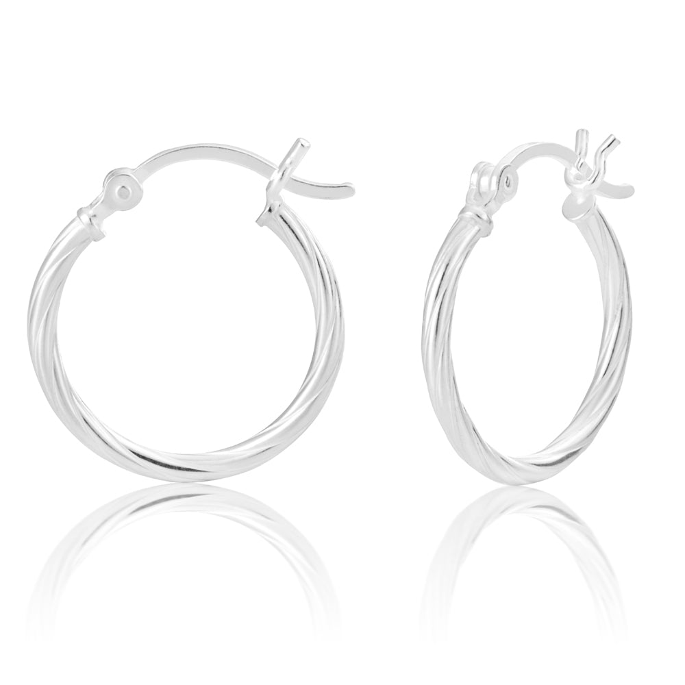 Sterling Silver 20mm Twist Hoop Earrings