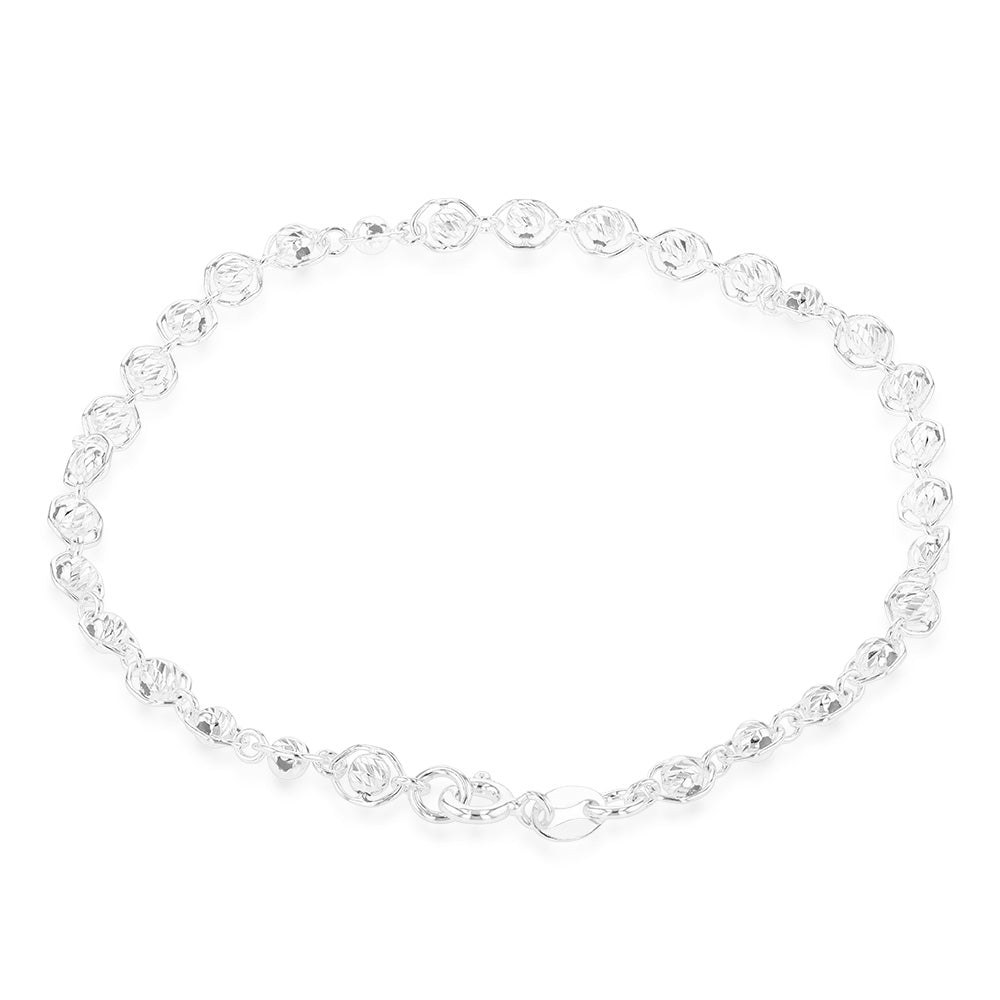 Sterling Silver 20cm Fancy Link and Ball Bracelet
