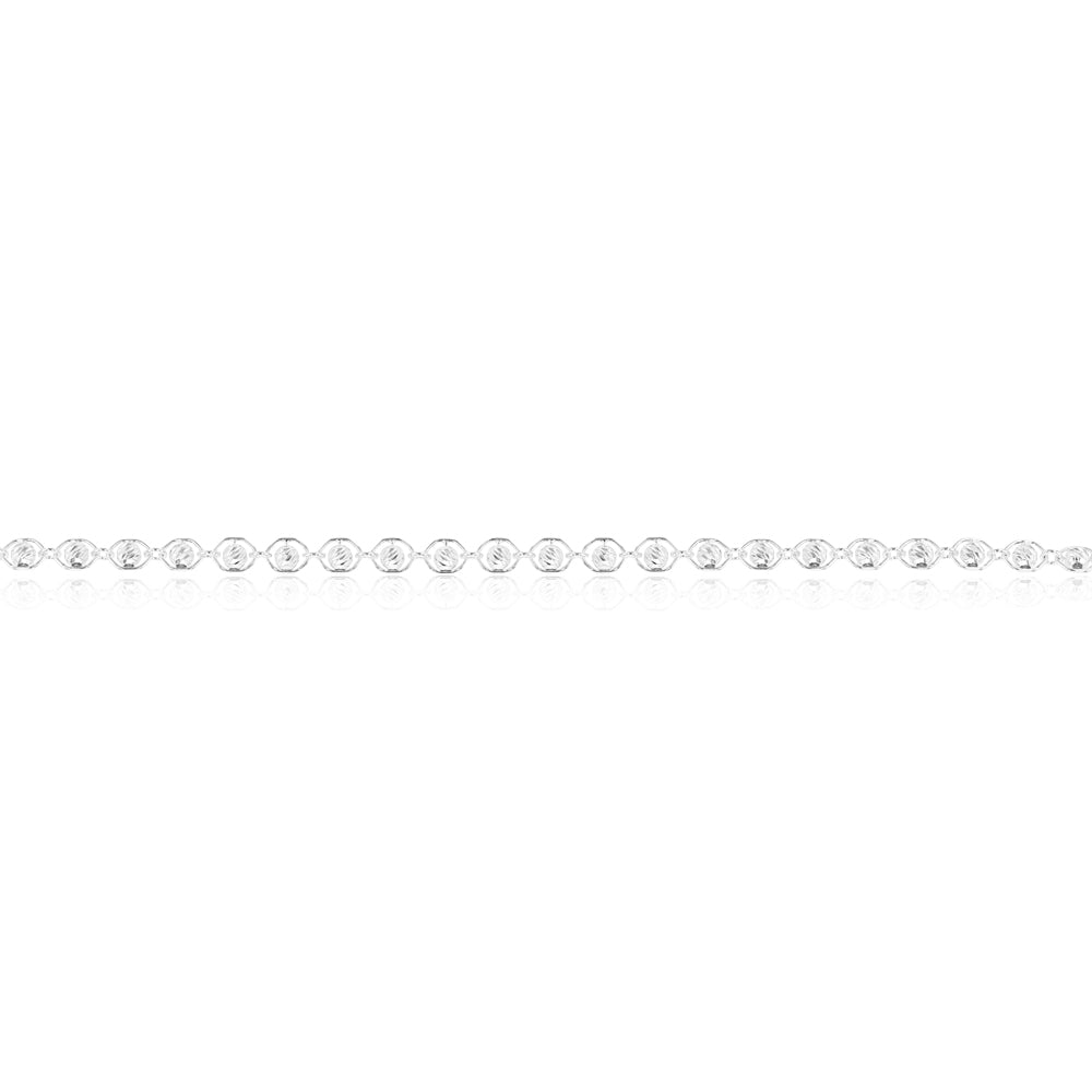 Sterling Silver 20cm Fancy Link and Ball Bracelet