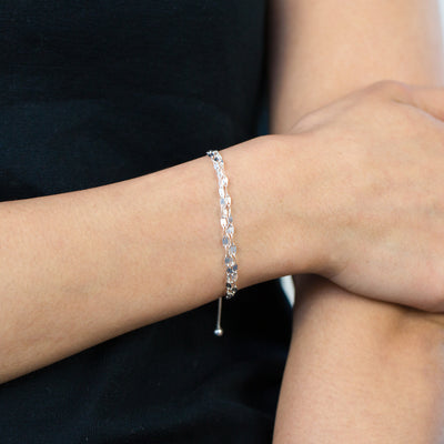Sterling Silver 21cm Multi Chain Fancy Slider Bracelet