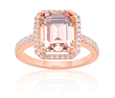 Sterling Silver and Rose Plated Zirconia Ring  *NO RESIZE*