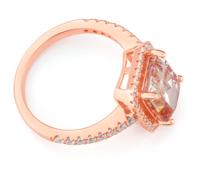 Sterling Silver and Rose Plated Zirconia Ring  *NO RESIZE*