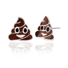 Load image into Gallery viewer, Sterling Silver Smiley Poo Emoji Stud Earrings