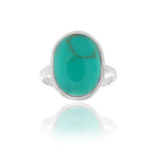 Load image into Gallery viewer, Sterling Silver Created Turquoise Large Oval Ring