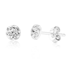 Load image into Gallery viewer, Sterling Silver 5mm White Crystal Stud Earrings