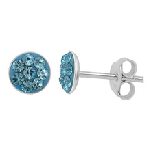 Load image into Gallery viewer, Sterling Silver 5mm Light Blue Crystal Stud Earrings