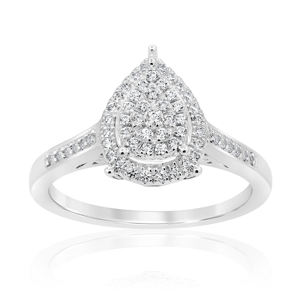 Sterling Silver 1/4 Carat Pear Shape Diamond Dress Ring