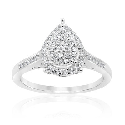 Sterling Silver 1/4 Carat Pear Shape Diamond Dress Ring