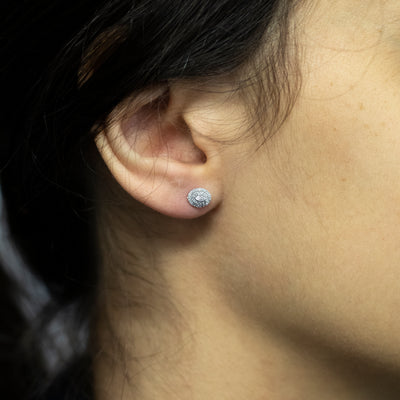 Sterling Silver 35 Points Diamond Stud Earrings