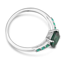Load image into Gallery viewer, Sterling Silver Simulated Emerald and Zirconia Ring