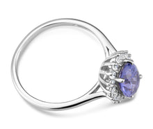 Load image into Gallery viewer, Sterling Silver Simulated Tanzanite and Zirconia Ring