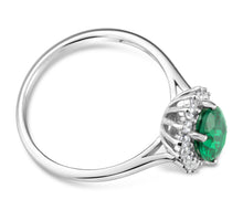 Load image into Gallery viewer, Sterling Silver Simulated Emerald and Zirconia Ring
