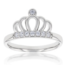 Load image into Gallery viewer, Sterling Silver Zirconia Crown Ring