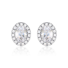 Load image into Gallery viewer, Sterling Silver Georgini Zirconia Halo Oval Stud Earrings