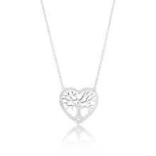 Load image into Gallery viewer, Sterling Silver 45cm Zirconia Tree in Heart Pendant on Chain