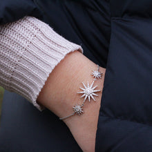 Load image into Gallery viewer, Sterling Silver Zirconia Triple Star Bracelet