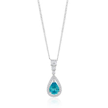 Load image into Gallery viewer, Sterling Silver Blue and White Zirconia Pear Shaped Pendant