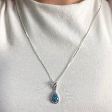 Load image into Gallery viewer, Sterling Silver Blue and White Zirconia Pear Shaped Pendant