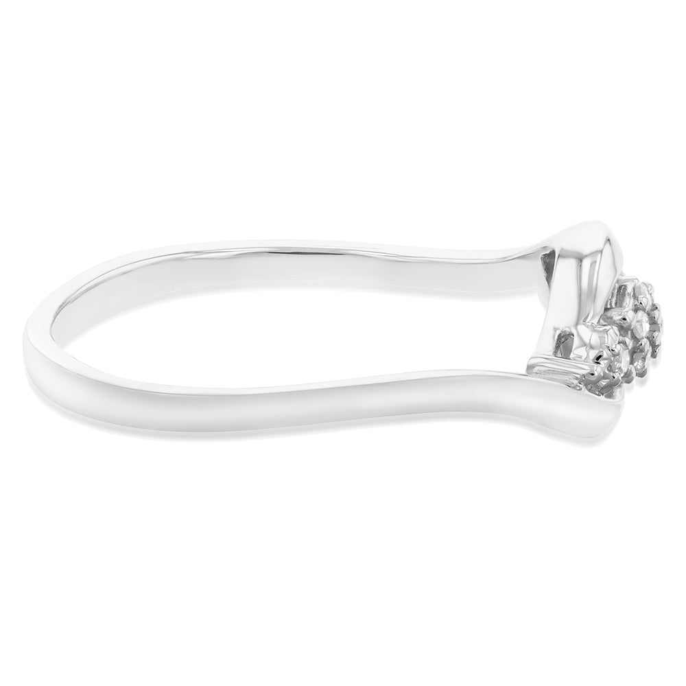 Sterling Silver 0.05 Carat Diamond Ring with 9 Brilliant Cut Diamonds