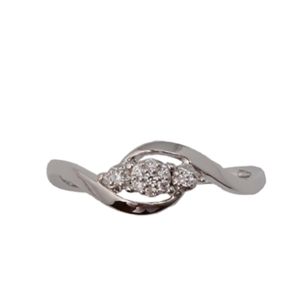 Sterling Silver 0.05 Carat Diamond Ring with 9 Brilliant Cut Diamonds