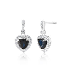 Load image into Gallery viewer, Sterling Silver Zirconia Heart Stud Drop Earrings