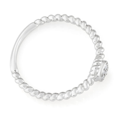 Sterling Silver 0.03 Carat Diamond Ring with 7 Brilliant Cut Diamonds