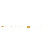 Load image into Gallery viewer, Sterling Silver and Gold Plated Oval Medallion and Cross Bracelet