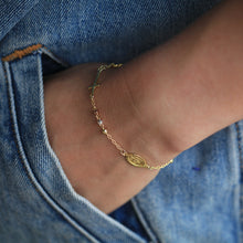 Load image into Gallery viewer, Sterling Silver and Gold Plated Oval Medallion and Cross Bracelet