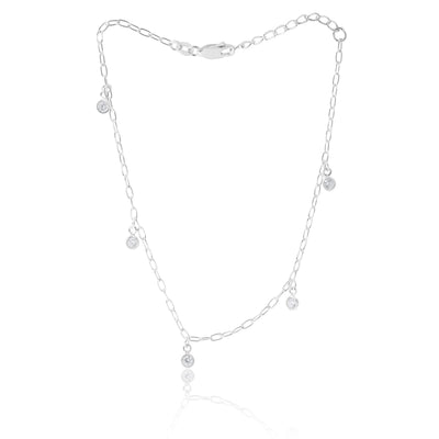 Sterling Silver Multi Bead Drop 25cm Anklet