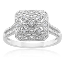 Load image into Gallery viewer, Sterling Silver 0.03 Carat Diamond Ring with 6 Brilliant Cut Diamonds