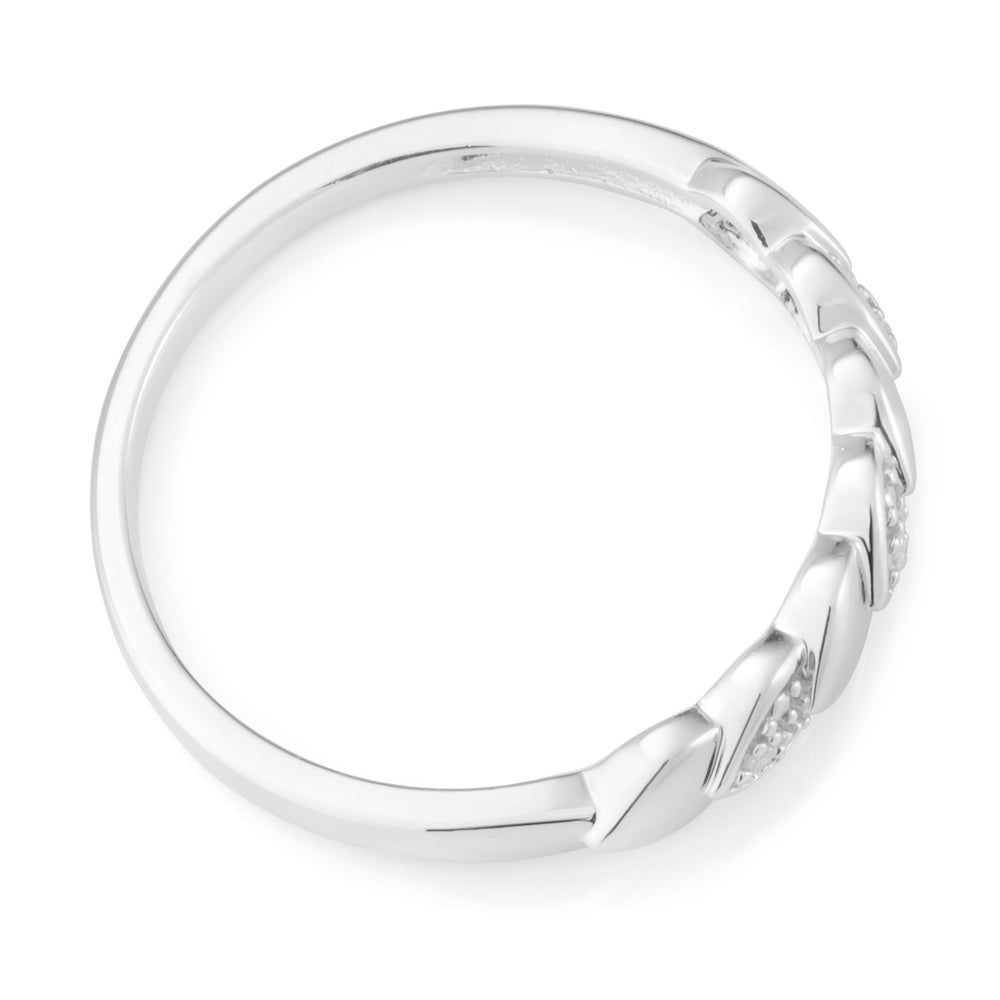 Sterling Silver 0.01 Carat Diamond Heart Ring with 3 Brilliant Cut Diamonds