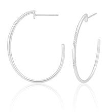 Load image into Gallery viewer, Sterling Silver 0.04 Carat Diamond Hoop Earrings with 16 Brilliant Cut Diamonds