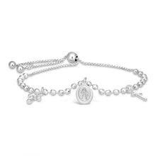Load image into Gallery viewer, Sterling Silver Cross and Medallion Slider Bracelet