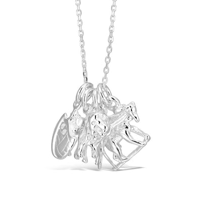 Sterling Silver 45cm Noah's Ark Giraffe Lion Monkey and Ark on Chain