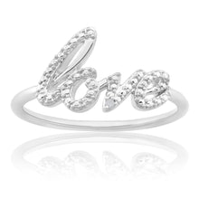 Load image into Gallery viewer, Sterling Silver Love Diamond Ring with 1 Brilliant Cut Diamond