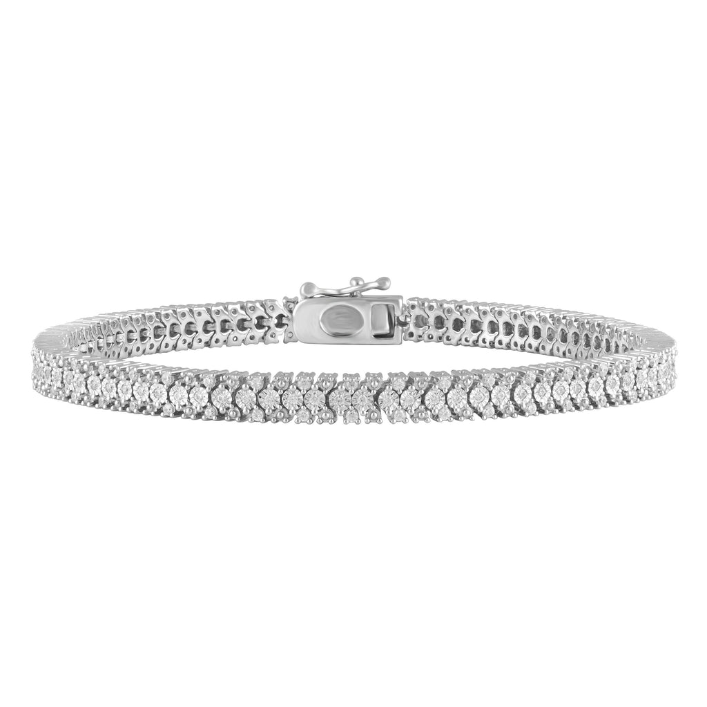 1 Carat Diamond Tennis Bracelet with 167 Diamonds 18cm in Sterling Silver