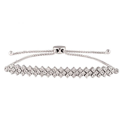 15 Points Diamond Bracelet with 52 Brilliant Cut Diamonds in Sterling Silver