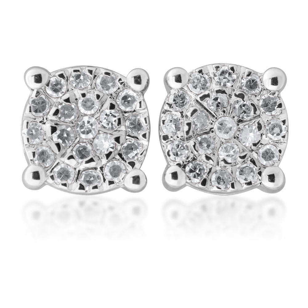 Sterling Silver Diamond Stud Earrings with Brilliant Cut Diamonds and 1 Carat "LOOK"