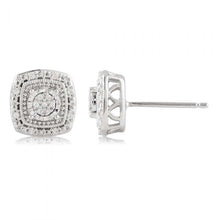 Load image into Gallery viewer, Sterling Silver Diamond Stud Earring Set with 30 Brilliant Diamonds