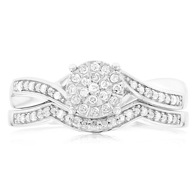 1/5 Carat Diamond  2-Ring Bridal Set in Sterling Silver