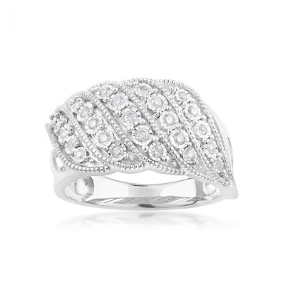 1/5 Carat Diamond Ring with 25 Brilliant Diamonds in Sterling Silver