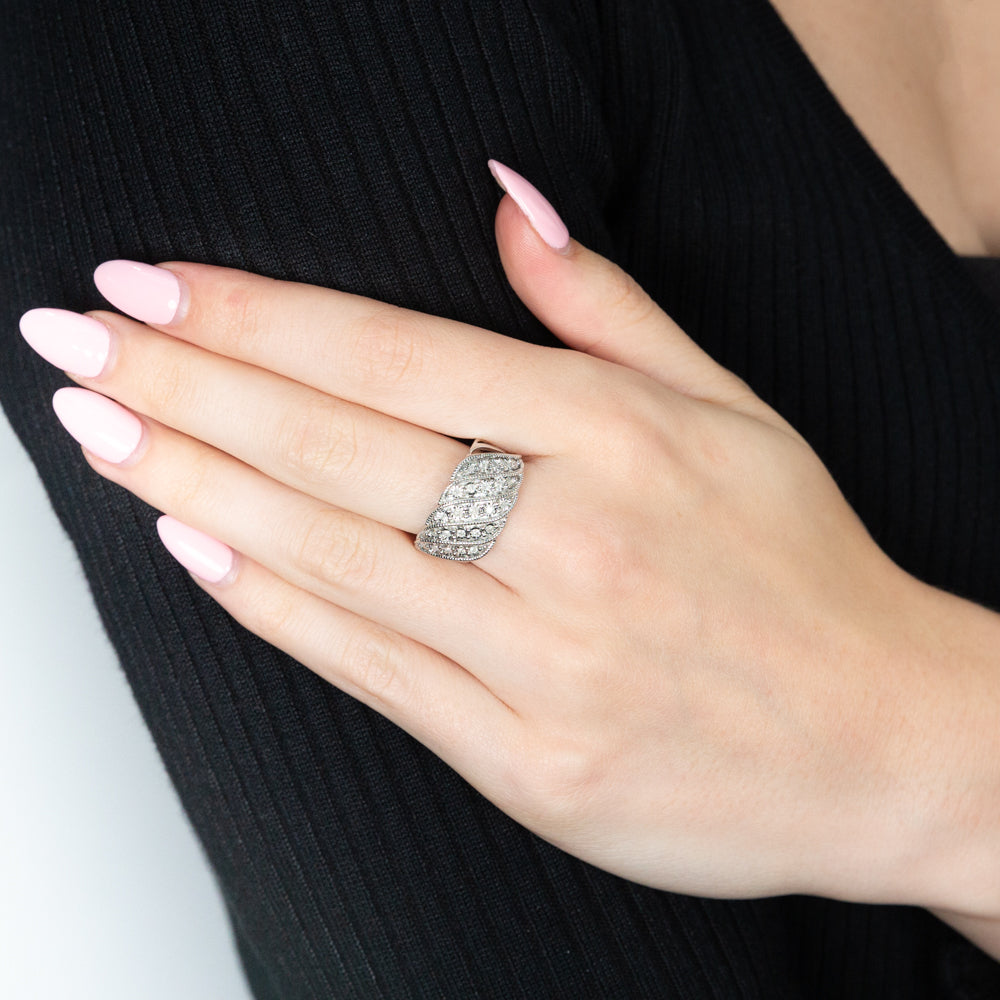 1/5 Carat Diamond Ring with 25 Brilliant Diamonds in Sterling Silver
