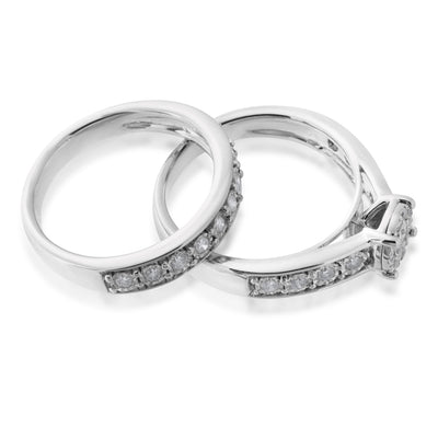 1/2 Carat Diamond 2-Ring Bridal Set in Sterling Silver