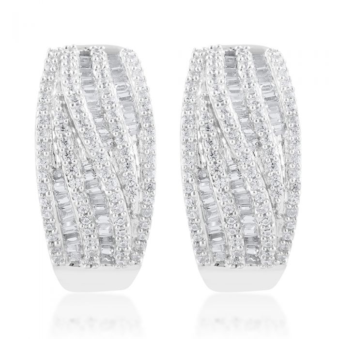 Sterling Silver 1 Carat Diamond Hoop Earrings