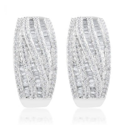 Sterling Silver 1 Carat Diamond Hoop Earrings