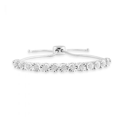Sterling Silver  Diamond Slider  Bracelet