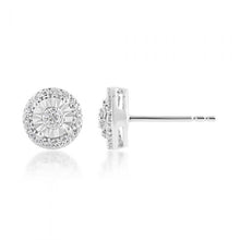 Load image into Gallery viewer, Sterling Silver Diamond Stud Earrings
