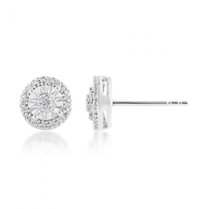 Sterling Silver Diamond Stud Earrings