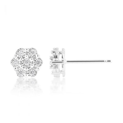 0.10 Carat Diamond Stud Earrings in Sterling Silver